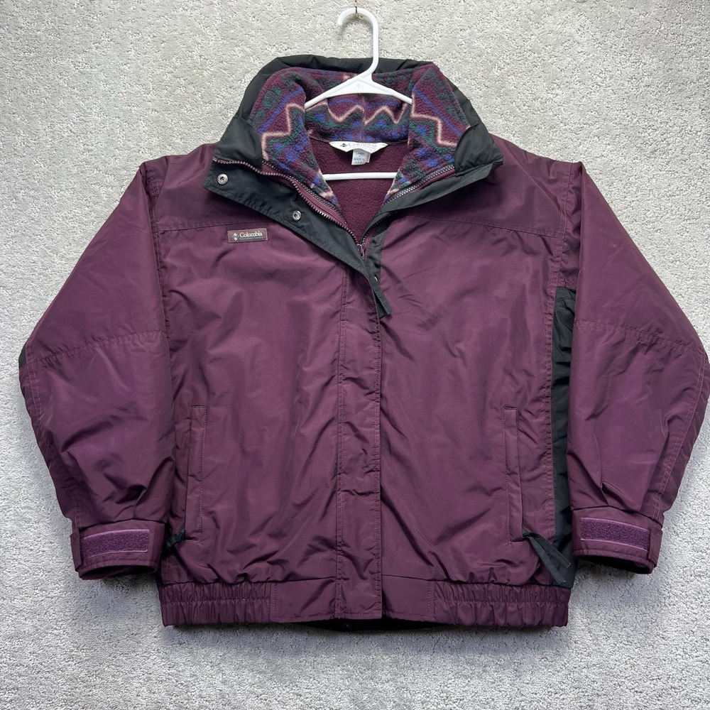 VINTAGE Columbia Bugaboo Jacket Womens Large Purple Made in USA Fleece Lined 90s